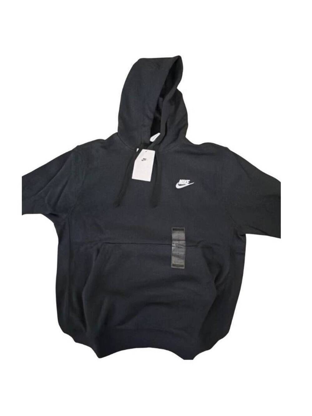 Nike Club Fleece Hoodie Mens Small Black White Logo Pullover BV2654-010 New
